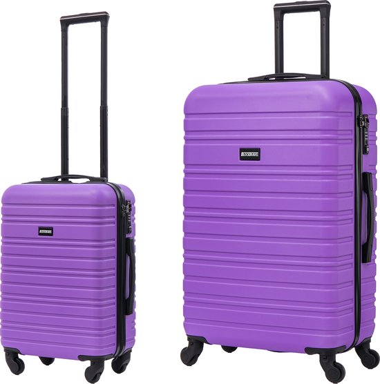 BlockTravel kofferset 2 delig ABS ruimbagage en handbagage 39 en 74 liter - inbouw TSA slot - paars