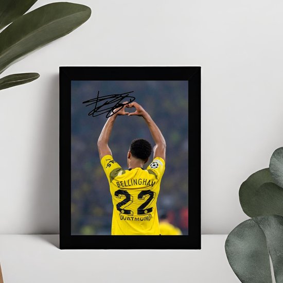 Jude Bellingham Kunst - Gedrukte handtekening - 10 x 15 cm - In Klassiek Zwart Frame - Borussia Dortmund - BVB - Real Madrid - Voetbal - Poster