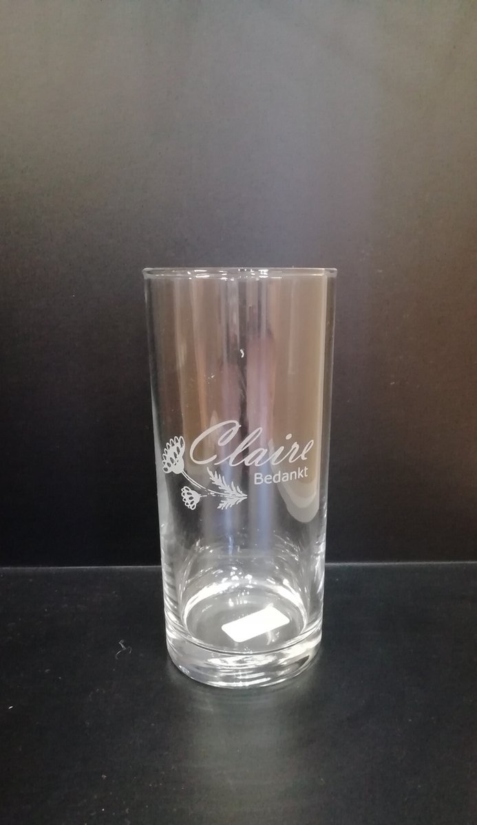 Longdrinkglas met naam - naam - longdrinkglas - bedankje - uniek cadeau - cadeau - glas met naam - gravering - glas graveren - verjaardag - bedankje voor juf - bedankje voor meester -