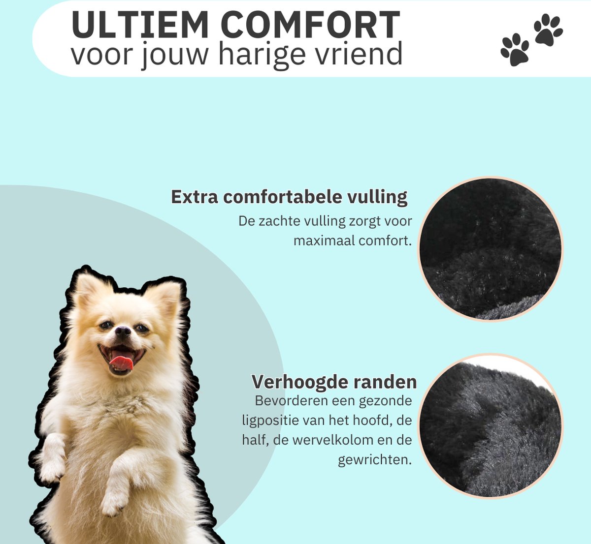 Donut Hondenmand - Kattenmand - Maat S - 50cm (ligvlak van 35cm) - Zwart - Fluffy en Wasbaar thumbnail 2