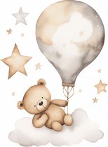 Lief Beertje | Poster Teddybeer | Beertje met Luchtbalon | Kinderkamer Poster | Babykamer Poster | Poster voor Kinderen | Berenposter | 61x91cm | Wanddecoratie | Muurposter | YR | Geschikt om in te lijsten