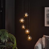 Design hanglamp getrapt bubbles bicolore | 5 lichts | Artic zwart | Ø 40 cm | in hoogte verstelbaar tot 180 cm | eetkamer / woonkamer | modern / uniek design