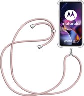 Telefoonkoord + Hoesje Geschikt voor Motorola Moto G54 - Lengte Verstelbaar - Telefoonketting - Shock Proof Case - Rose