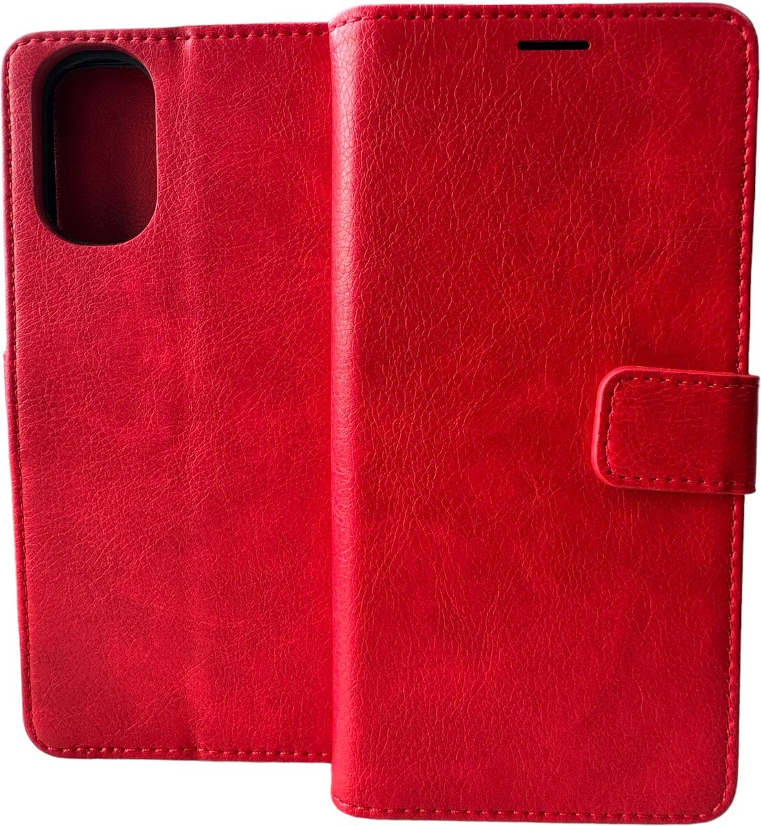 Portemonnee Bookcase Hoesje Geschikt voor: Motorola Moto E32 / E32s - Rood