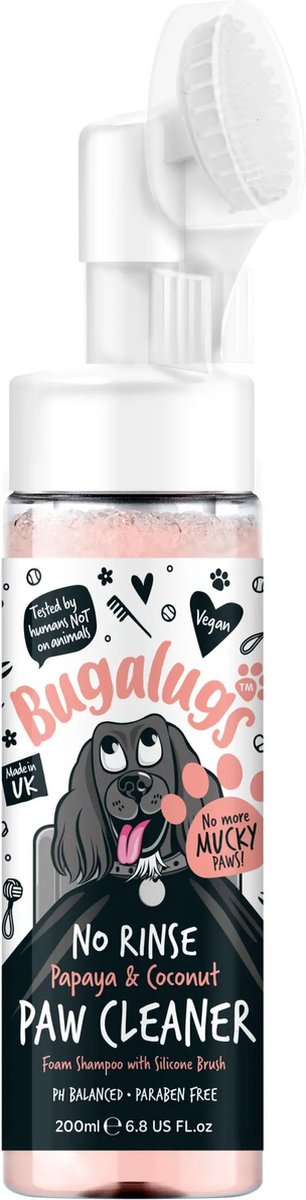 Bugalugs - Honden potenreiniger - Paw Cleaner - Papaya & Coconut - Fles met pompje - Vegan - 200 ml - Bugalugs
