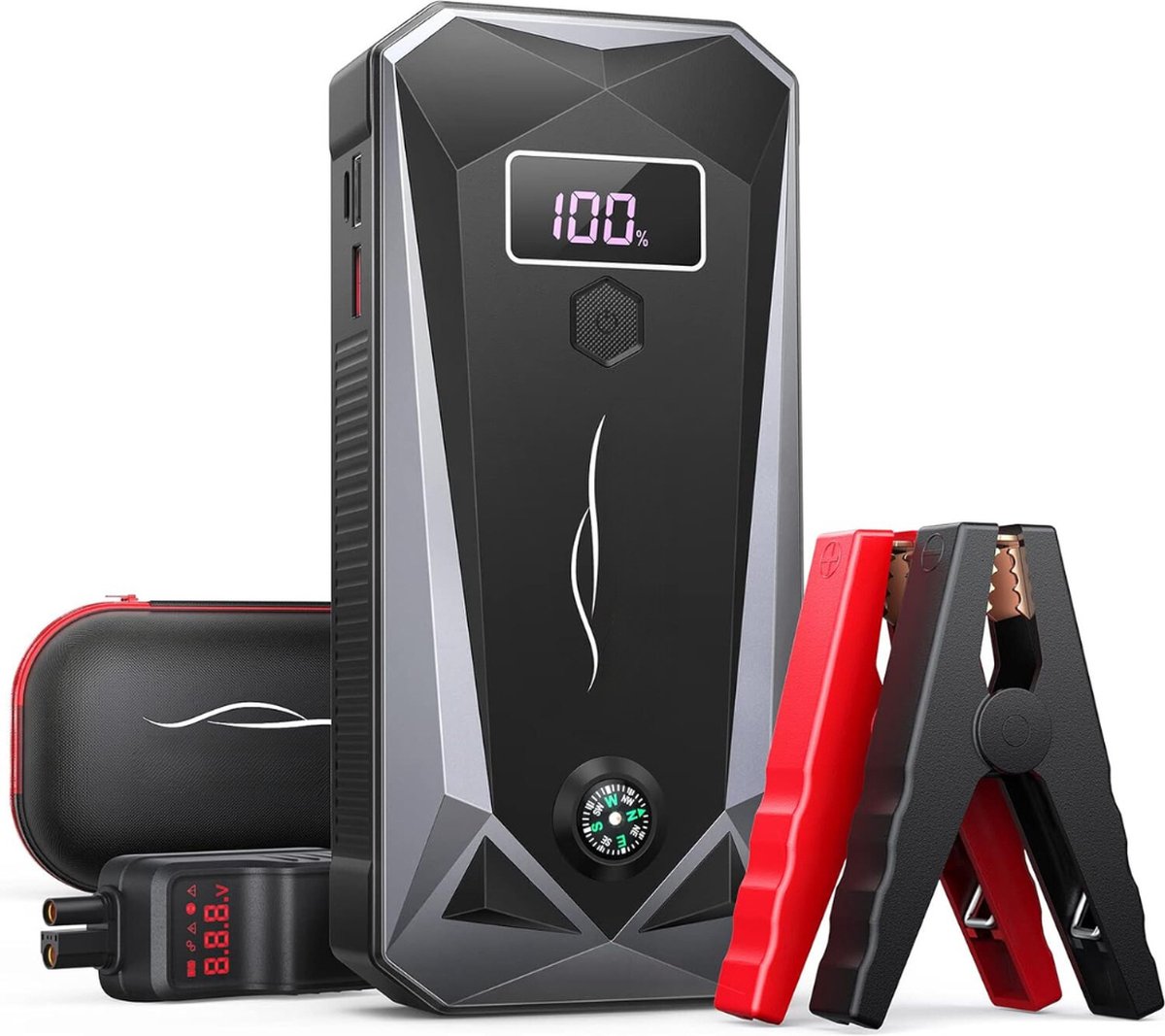 Jumpstarter - Starthulp Powerbank met 5000A Piekstroom, 26800mAh Capaciteit, LCD-Display, LED-zaklamp - De Ultieme Auto Starthulp voor Alle Benzinemotoren of 10.0L Dieselmotoren
