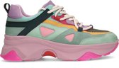 Sacha - Dames - Multicolor leren platform sneakers met roze zool - Maat 37