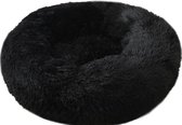 Donut Hondenmand - Kattenmand - Maat M - 60cm (ligvlak van 45cm) - Zwart - Fluffy en Wasbaar
