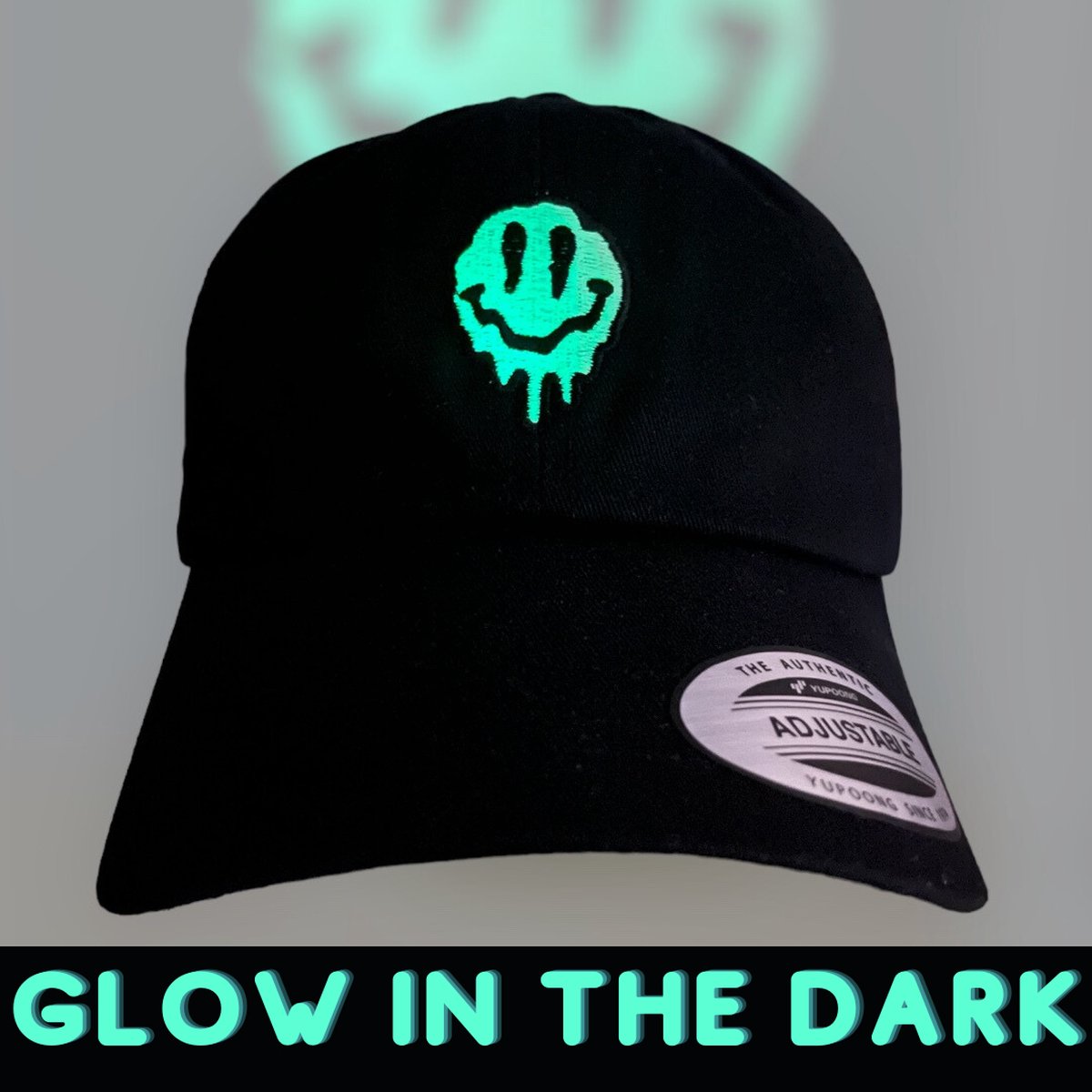 Yupoong - Dad Hat - 'Smeltende Smiley' - GLOW IN THE DARK