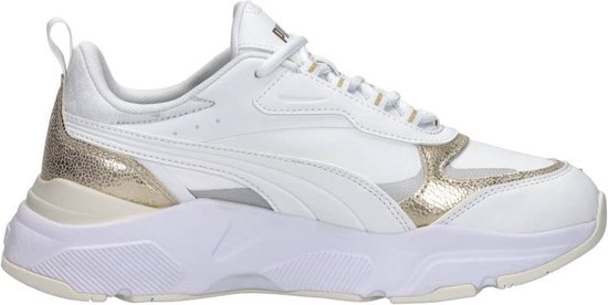 PUMA Cassia Metallic Shine Dames Sneakers - PUMA White-PUMA Gold-PUMA Silver-Vapor Gray - Maat 39