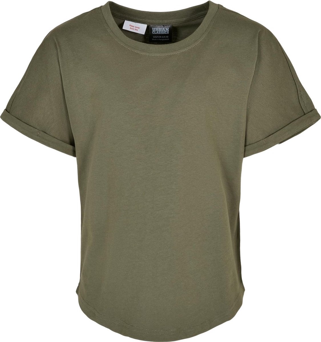 Urban Classics Long Shaped Turnup Kinder T-shirt Kids 134/140 Groen