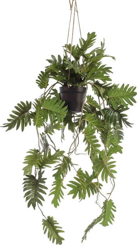 Emerald - Kunst Hangplant in pot Philodendron 80cm - Kunstplanten voor binnen