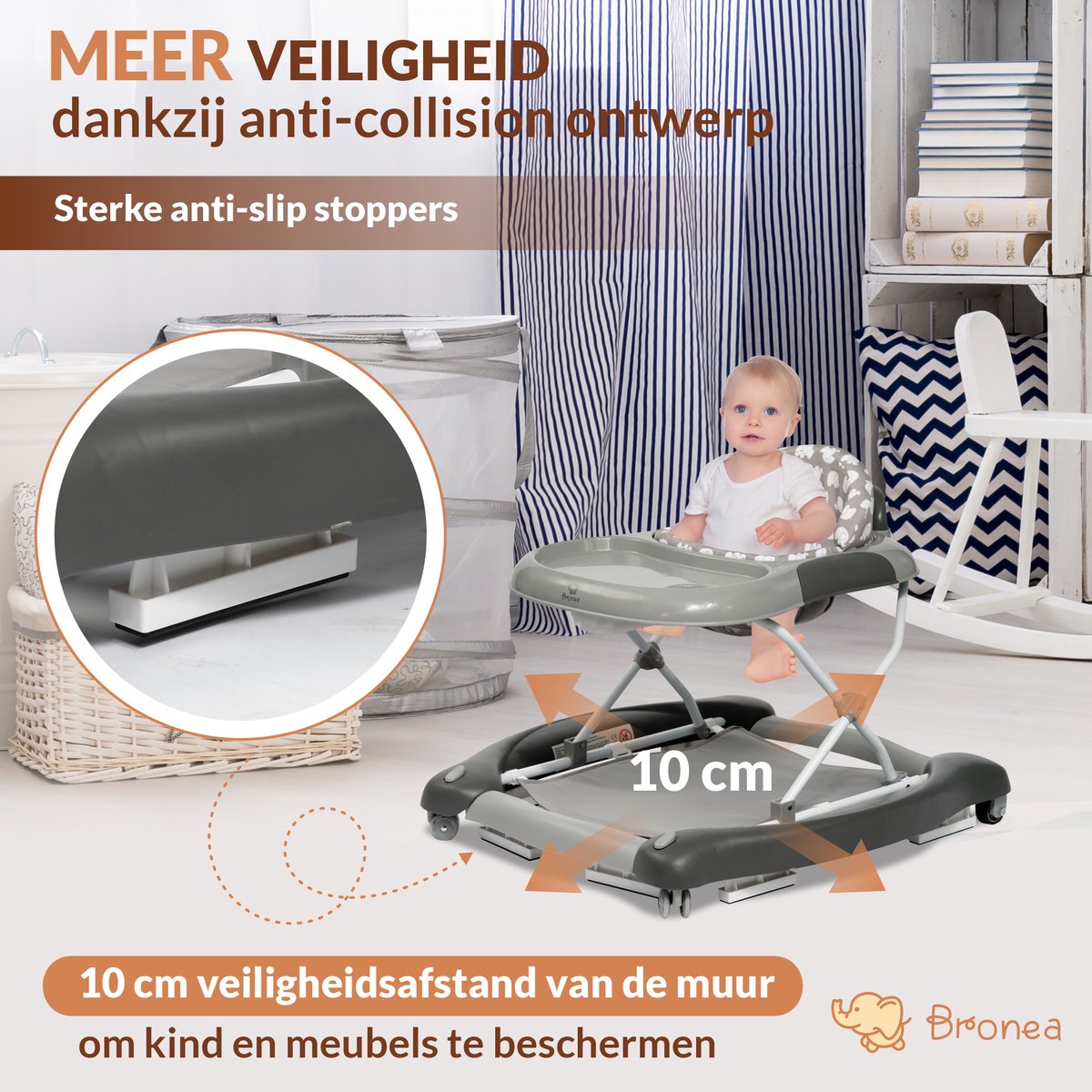 BRONEA Loopstoeltje Baby 4 In 1 Babywalker Met Schommelfunctie En Speelpaneel Muziek Hoogte Verstelbaar Opvouwbaar Loopstoel Stille Wielen Remmen 774066809