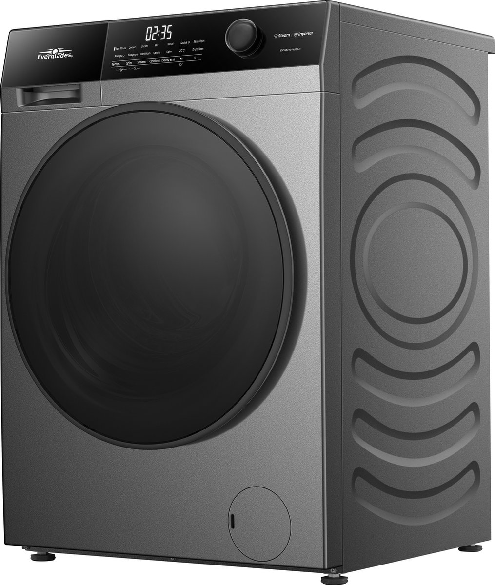 Everglades EVWM101402AG Zuinige Wasmachine - 10KG - A Klasse - Stoomfuncties - Koolborstelloze Motor - Zeer Stil 72dB - Titanium Grijs - 5 Jaar Garantie — afbeelding 6