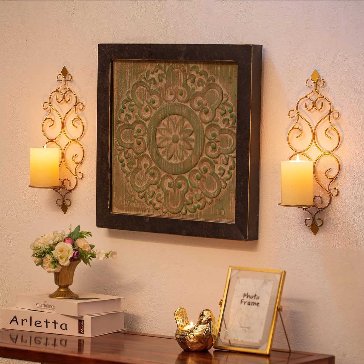 2 stks Kandelaars Vintage Muur Ronde Metalen Kaars Stand Gouden Wandkandelaars Kaarsenhouder voor Slaapkamer Woonkamer Home Decor 2 stks Kandelaars Vintage Muur Ronde Metalen Kaars Stand Gouden Wandkandelaars Kaarsenhouder voor Slaapkamer Woonkamer Home Decor