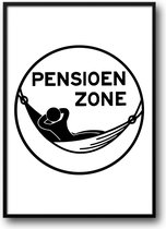 Pensioen Zone fotolijst met glas kado - Prachtige kwaliteit - Slaapkamer - Woonkamer - Gepensioneerd - Harde lijst - Glazen plaat - inclusief ophangsysteem - Grappige Poster - Foto op hoge kwaliteit uitgeprint