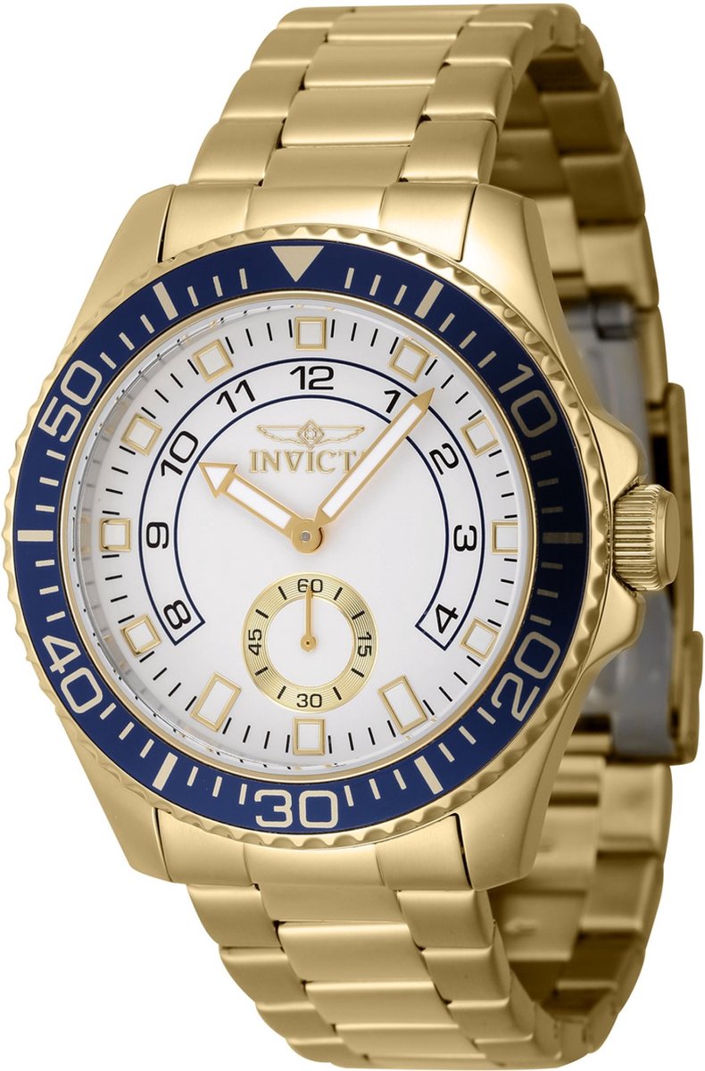 Invicta Pro Diver 47130 Heren Horloge - Waterdicht - Analoog - Quartz Uurwerk - Roestvrij Staal met witte Wijzerplaat - 44mm