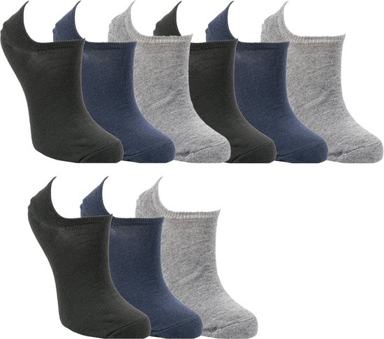 Chaussettes baskets en coton | Merk: GIANVAGLIA® | Taille : 41-46 | Couleur : bleu | Quantité : 9 paires