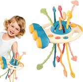UFO met trekkoord - Montessori Trekkoord - Speelgoed sensorisch - Motoriek- Badeendjes - Badboekje - Kinderstoel Speeltje - Badspeeltjes - Bijtspeelgoed - Badspeelgoed - Trekspeeltje - Zuignap kinderen - oranje