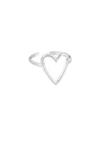 YEHWANG - Ring Big Heart - Zilver - One Size - Stainless Steel