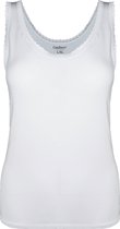 Dames Onderhemd met Kant - Bamboe Viscose - Wit - Maat L/XL | Zijdezacht, Ademend en Perfecte Pasvorm