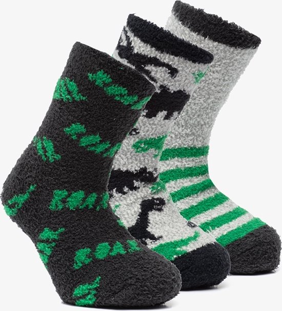 3 paar kinder softy sokken met dino print - Wit - Maat 31/34
