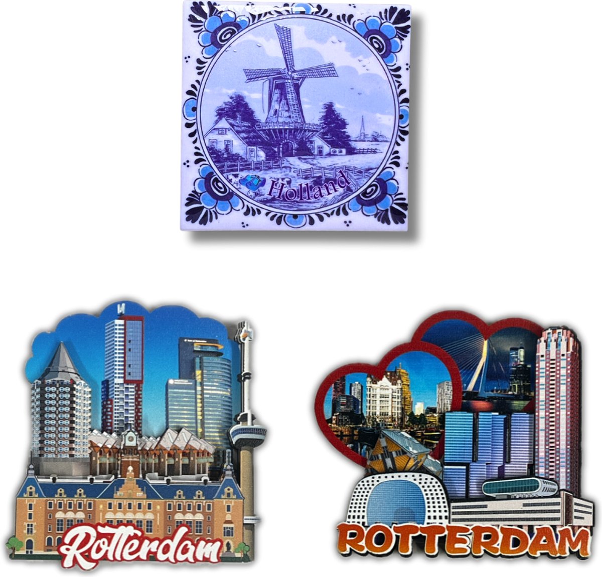 Koelkastmagneten Set: Rotterdam - Holland Souvenirs - 3 stuks