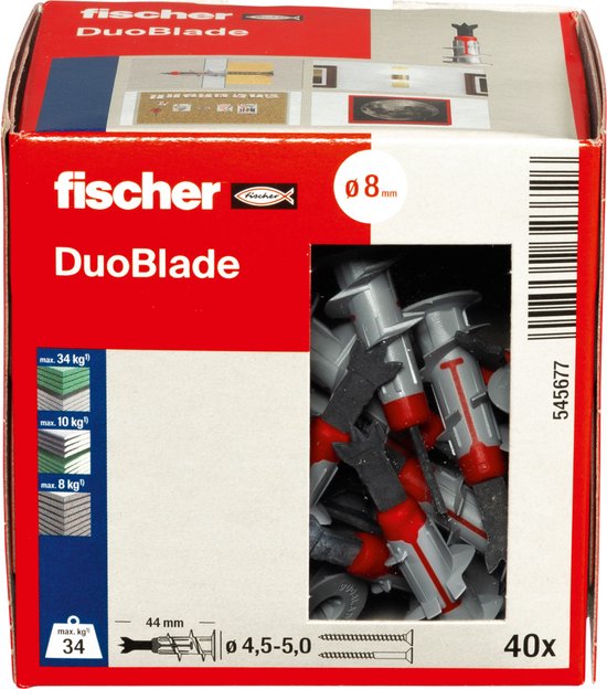 fischer DuoBlade - zelfborende gipsplaatplug - hollewandplug voor in gipsplaat - 40 stuks - Fischer