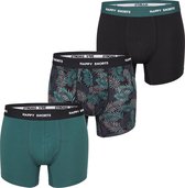 Happy Shorts Heren Boxershorts Trunks Bladeren Groen/Zwart 3-Pack - Maat M