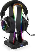 Support pour casque Spirit of Gamer - Support pour casque - Support pour casque - LED - 4 Portes USB - Zwart