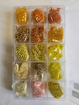 Kralen Set-Knutselen-Sieraden Maken-Hobby Set - Oranje geel tinten - 3 mm kralen