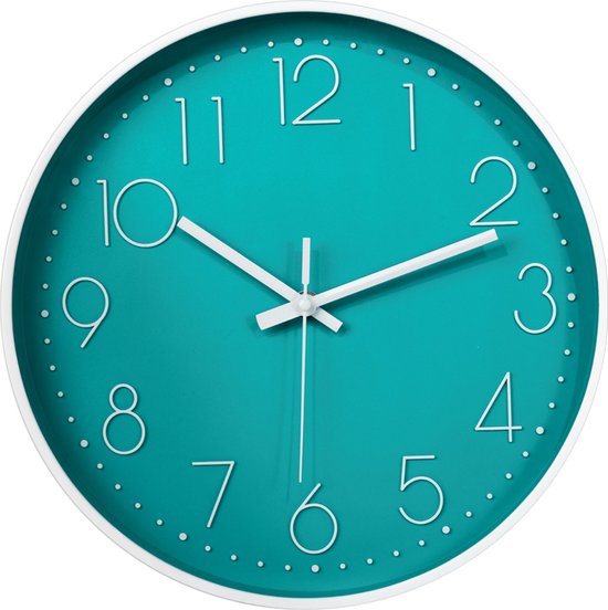 Klok groen 30 cm - Wandklok - Muurklok - Stil uurwerk - Klok