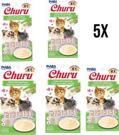Inaba - Churu Chicken Scallop Kattensnack - Zachte kattensnacks - Voordeelverpakking 5x 56 gram