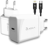 USB C Adapter incl 1m lightning kabel - Snellader 65gram – Gecertificeerde, Veilig en Compact Snellader (20W) - hoogwaardig iPhone - Wit (10 jaar grantie) - PD(PPS) - QC Fast Charge - Oplaadstekker USB-C
