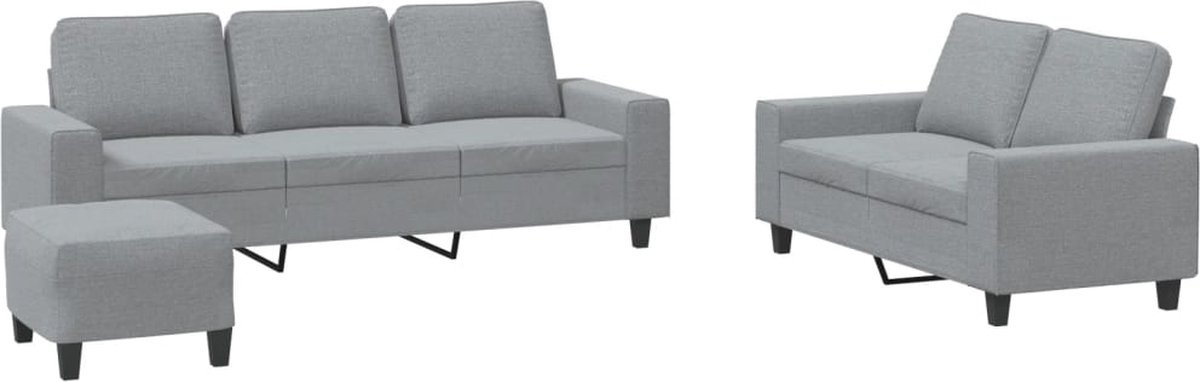 vidaXL - 3-delige - Loungeset - stof - lichtgrijs