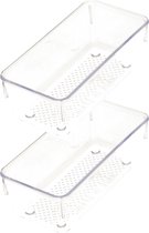 Plasticforte Lade organizer Skuff - 2x - transparant - kunststof - 15 x 7,5 x 5 cm - modulair - ladeverdeler