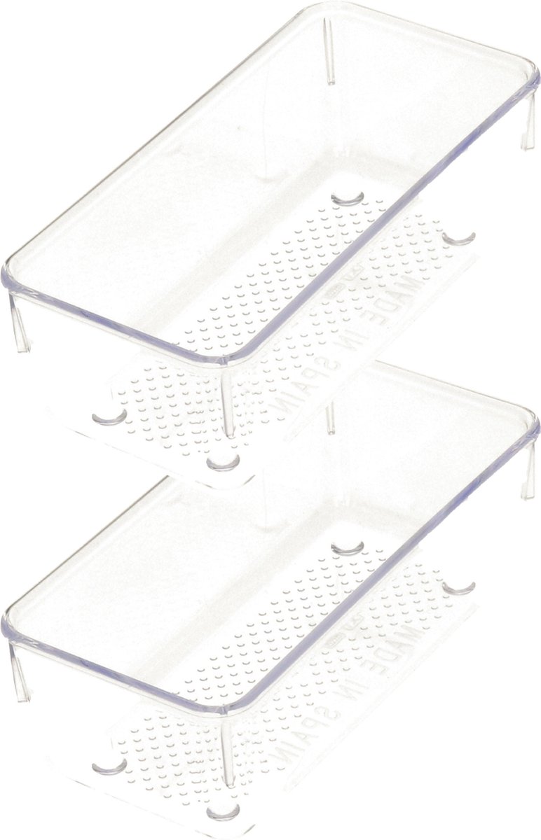 Plasticforte Lade organizer Skuff - 2x - transparant - kunststof - 15 x 7,5 x 5 cm - modulair - ladeverdeler