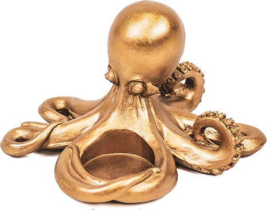 Housevitamin Gouden Octopus waxinelichthouder - 15,5x15x10,5cm