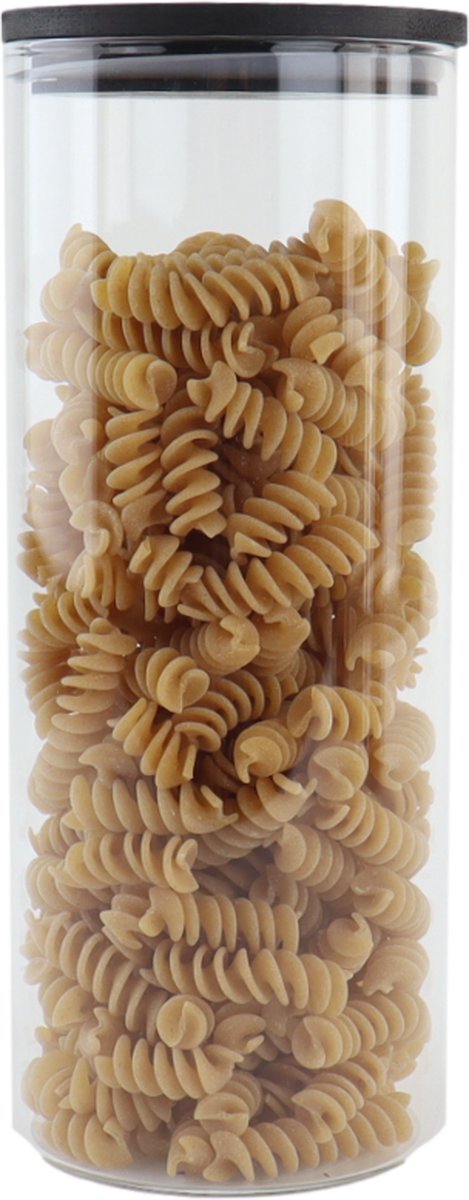 OTIX Voorraadpot - Glas met Deksel - 1050ml - Zwart - Hout - SERENITY