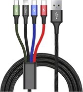 4 in 1 Oplaad Kabel met Micro USB /2x USB C / Lightning 1.2M Zwart Fast charge