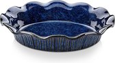 Taartvorm aardewerk 26 cm, quichevorm voor het bakken, ovenschaal, bakvorm, schoonmaken, vaatwasser-, magnetron- en ovenbestendig, blauw
