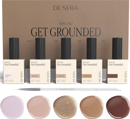 De Sera HEMA/TPO Vrije Gellak - Kleuren Set Nude - 10ML - UV Gel Nagellak - Gelnagels Gel Lak - Gellac Nagels - Nagellakset Beige/Brown - Series No. 1 - Get Grounded