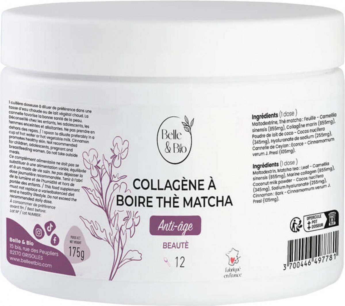 Belle & Bio Drinkbare Collageen Matcha Thee 175 g