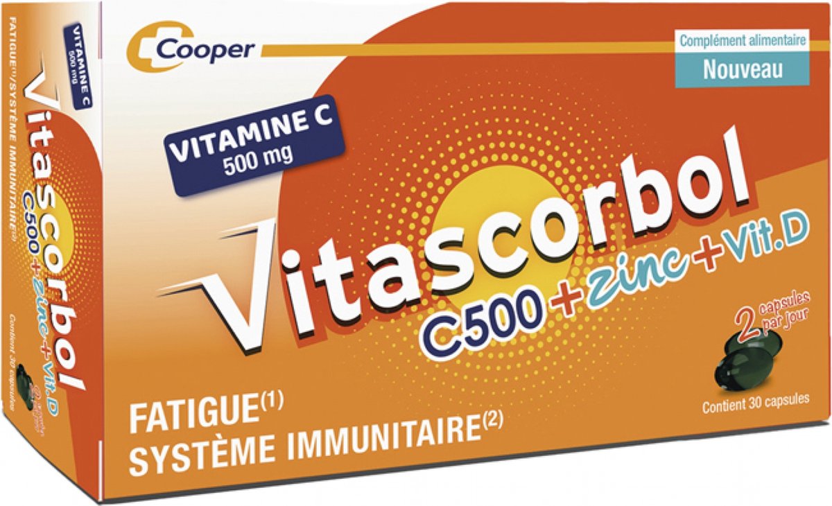 Goedkoopste Vitascorbol C500 Zink Vitamine D 30 Capsules
