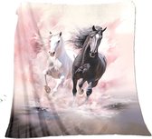 Fleece deken - paarden - flanel - plaid - 150 x 200 cm