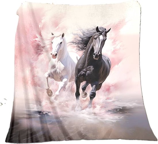 Fleece deken - paarden - flanel - plaid - 150 x 200 cm