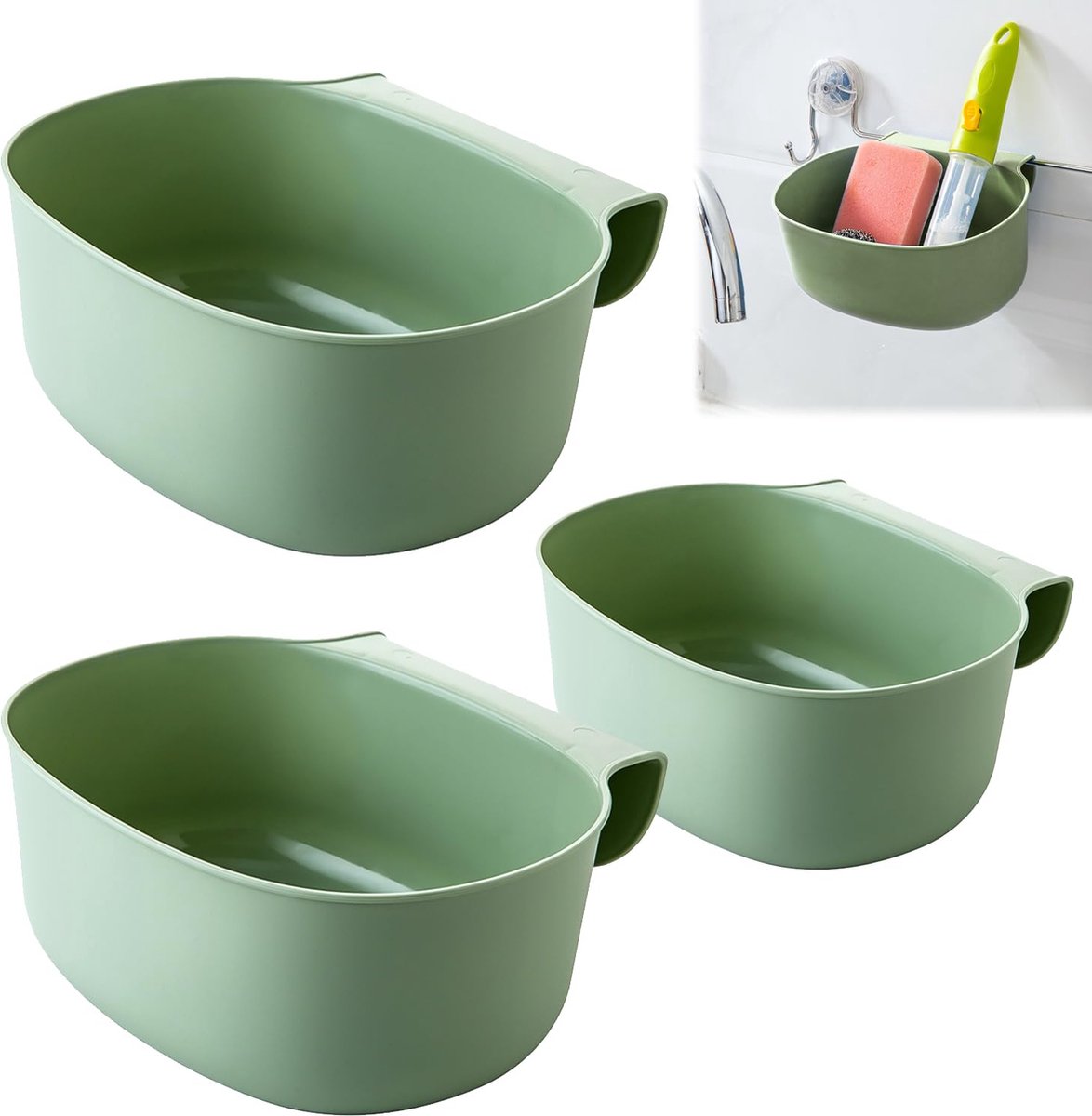 Opvangbak voor keukenafval om op te hangen, 3 stuks, vuilnisemmer voor kastdeur, afvalbak om op te hangen, keuken, deur, vuilnisemmer, set opvangbak voor keukenafval om op te hangen (groen)