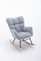 Merax Modern Rocking Chair - Rocking Chair en tissu Teddy - Fauteuil du milieu du siècle - Grijs