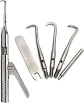 Belux Surgical Instruments / Automatische tandheelkundige instrumenten kroon remover tools set voor tand-Set van 6 stuks verpakt in een zwart etui - Handzaam en gebruiksvriendelijk