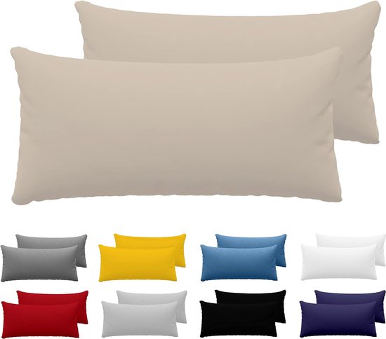 Alreya Kussensloop 40 x 70 cm (set van 2) - antraciet - 100% jersey katoen - kussensloop voor kussen 40 x 70 cm, jersey hoofdkussenslopen, superzachte kussenslopen, 40 x 70 cm met ritssluiting
